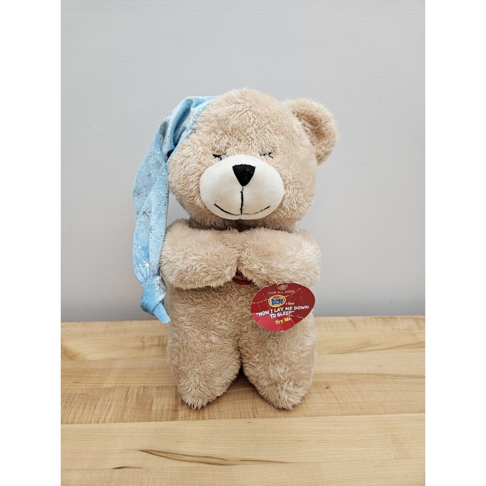 Homerbest 12" Bear PRAYING Kneeling TALKING Soft Plush Stuffed Bedtime Hat Jesus